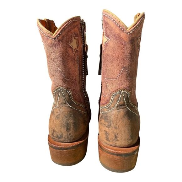 Dan Post Star Inlay Cowboy Boot Square Toe Side Zip Women size 7.5 - Picture 6 of 10